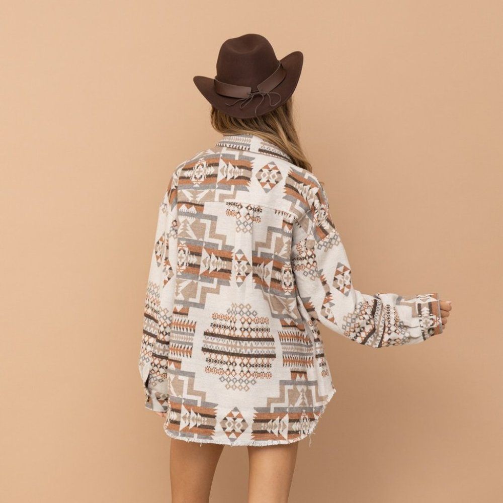 Frayed Aztec Western Shacket - Picture 4 of 9